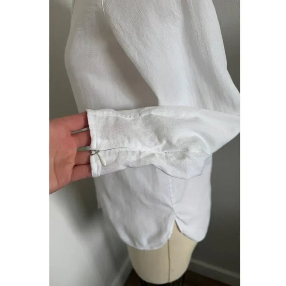 Massimo Dutti | White Cotton L/S Blouse Size 2/XS - Picture 5 of 11